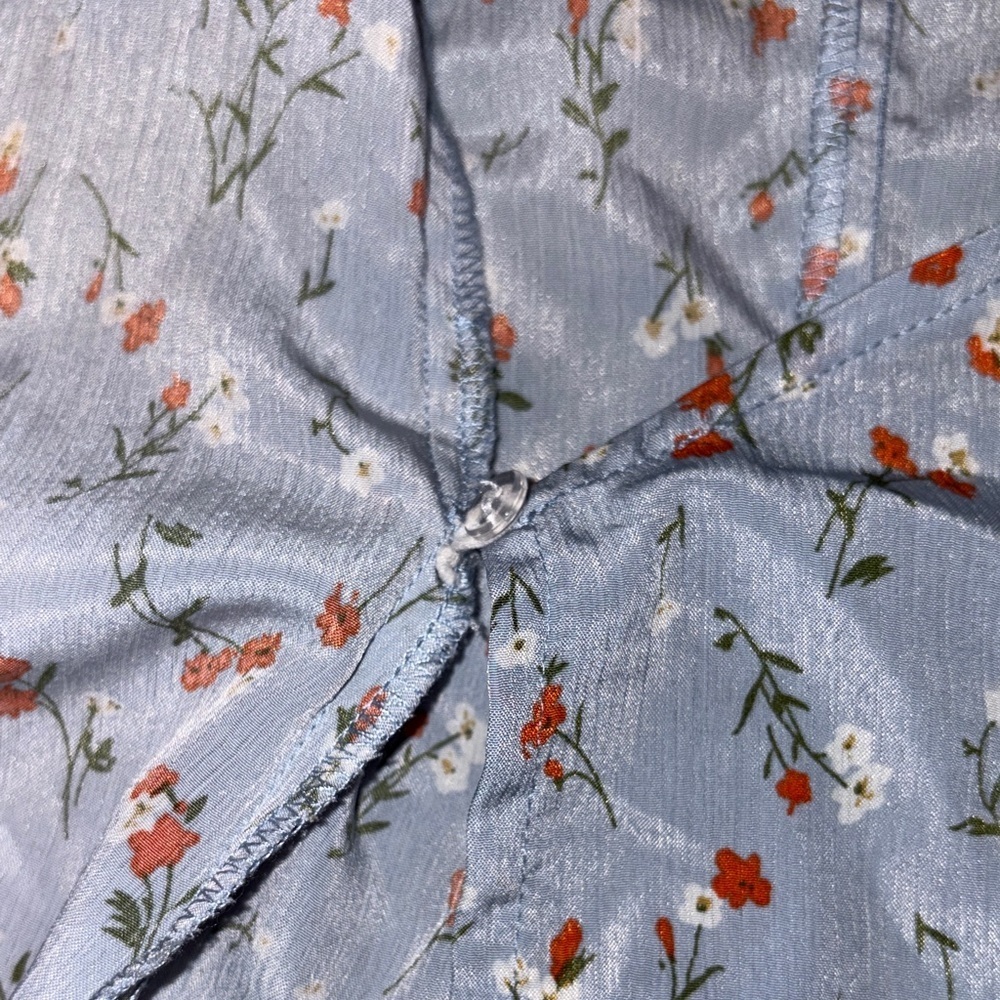 Sky Blue Floral Wrap Midi Dress - Picture 6 of 7